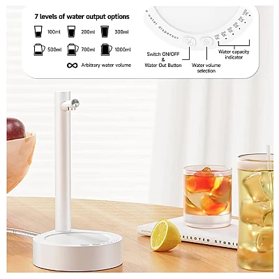 Dozator apa de birou din Inox cu Incarcare USB Alb/Negru Dozator apa de birou din Inox cu Incarcare USB Alb/Negru