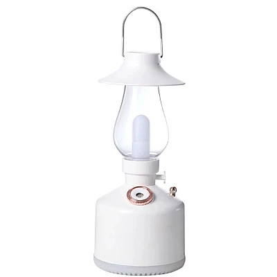 Mini umidificator ALB cu lampa vintage si schimbare de culoare Mini umidificator ALB cu lampa vintage si schimbare de culoare