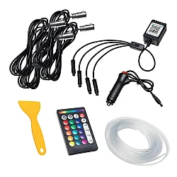 Kit iluminare auto cu 5 benzi fibra optica RGB cu aplicatie bluetooth