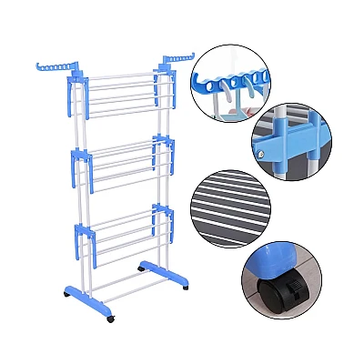 UB Uscator Vertical pentru Rufe Haine Mobil si Pliabil pentru Spatii Mici 173X78X50 cm