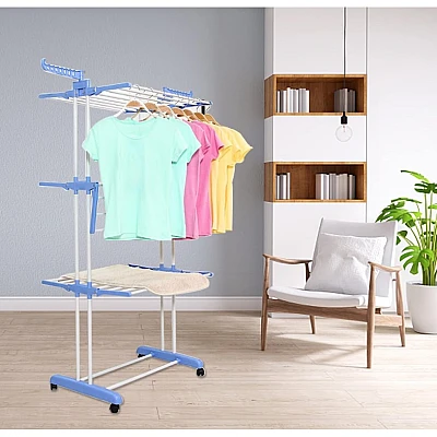 UB Uscator Vertical pentru Rufe Haine Mobil si Pliabil pentru Spatii Mici 173X78X50 cm