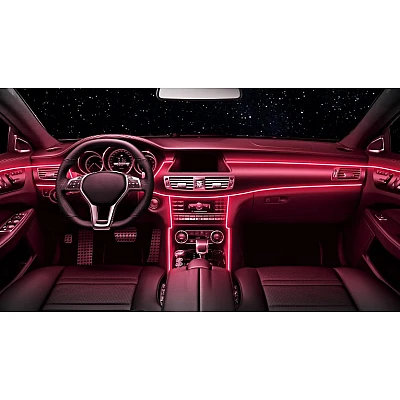 Kit Lumini Ambientale interior auto 6 in 1 RGB cu Aplicatie Kit Lumini Ambientale interior auto 6 in 1 RGB cu Aplicatie