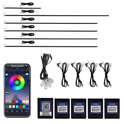 Kit Lumini Ambientale interior auto 6 in 1 RGB cu Aplicatie Kit Lumini Ambientale interior auto 6 in 1 RGB cu Aplicatie