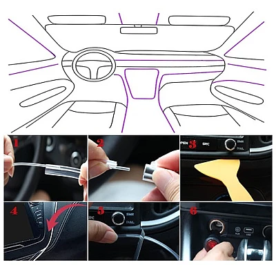 Lumina ambientala LED RGB fibra, Suport pentru aplicatii, 4 in 1, 6 metri Lumina ambientala LED RGB fibra, Suport pentru aplicatii, 4 in 1, 6 metri