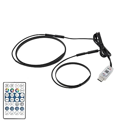 Set 2 benzi acrilice 110cm si 35cm, lumina ambientala auto RGB, alimentare USB Set 2 benzi acrilice 110cm si 35cm, lumina ambientala auto RGB, alimentare USB