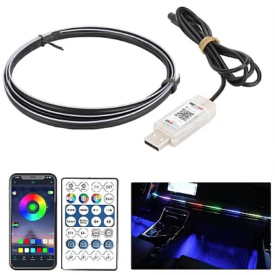Banda acrilica Symphony 120 cm, lumina ambientala auto RGB, alimentare USB Banda acrilica Symphony 120 cm, lumina ambientala auto RGB, alimentare USB