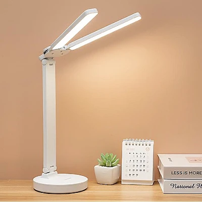 Lampa 1960 de birou LED cu usb, iluminare cu 2 capete Reglabile ALB Lampa 1960 de birou LED cu usb, iluminare cu 2 capete Reglabile ALB