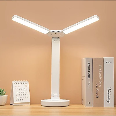Lampa 1960 de birou LED cu usb, iluminare cu 2 capete Reglabile ALB Lampa 1960 de birou LED cu usb, iluminare cu 2 capete Reglabile ALB