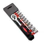 Set de Chei Tubulare 1/4" cu Clicket - 12 Bucati, din Crom si Vanadiu