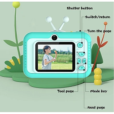 Camera pentru copii HD 1080P Melc Albastru Camera pentru copii HD 1080P Melc Albastru