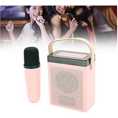 Difuzor portabil si Microfon Karaoke fara fir Bluetooth 5.3 Roz Difuzor portabil si Microfon Karaoke fara fir Bluetooth 5.3 Roz