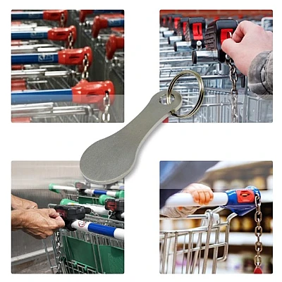 Set 2 Breloc Jeton pentru cos de Cumparaturi Metalic Set 2 Breloc Jeton pentru cos de Cumparaturi Metalic