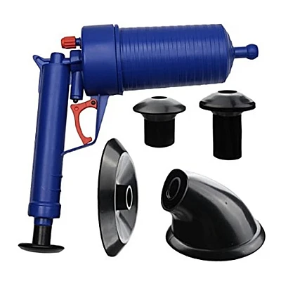 Pompa cu aer comprimat cu 4 accesorii pentru desfundat tevile de la chiuvete Pompa cu aer comprimat cu 4 accesorii pentru desfundat tevile de la chiuvete