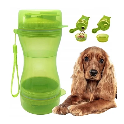 Sticla cu 3 in 1 pentru animale, Mancare si Apa, Plastic Sticla cu 3 in 1 pentru animale, Mancare si Apa, Plastic