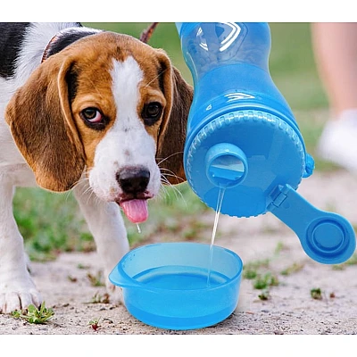 Sticla cu 3 in 1 pentru animale, Mancare si Apa, Plastic Sticla cu 3 in 1 pentru animale, Mancare si Apa, Plastic