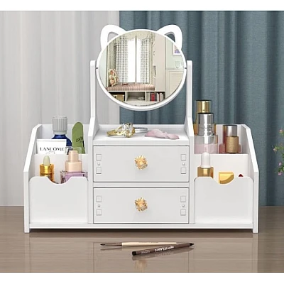 Organizator cosmetice cu Oglinda, 2 sertare, 4 compartimente, 40 x 20 x 33 cm Organizator cosmetice cu Oglinda, 2 sertare, 4 compartimente, 40 x 20 x 33 cm