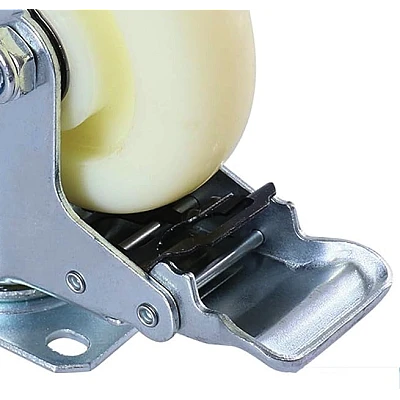 Set 2 Roati Pivotante 2.5" Albe Cu Frana Set 2 Roati Pivotante 2.5" Albe Cu Frana