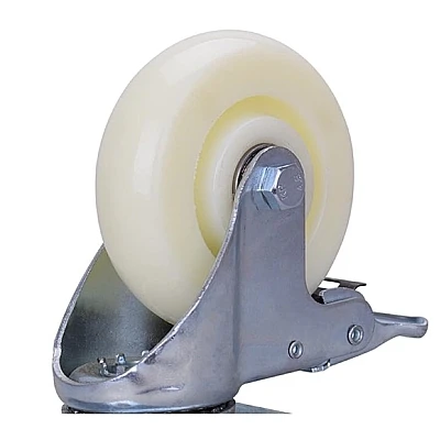Set 2 Roati Pivotante 2.5" Albe Cu Frana Set 2 Roati Pivotante 2.5" Albe Cu Frana