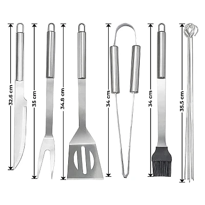 Set de 10 ustensile pentru gratar din Inox cu Husa de Depozitare Set de 10 ustensile pentru gratar din Inox cu Husa de Depozitare