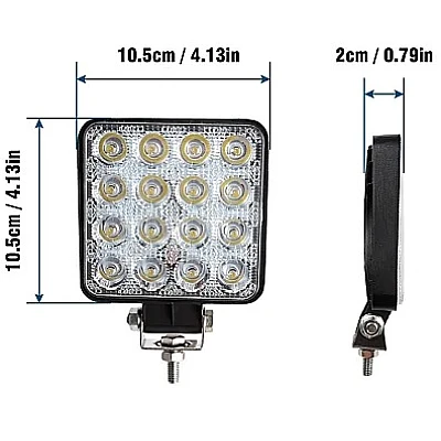 UB Proiector PATRAT 16 led 12v-24v 48w lumina alba 6000k Slim LY UB Proiector PATRAT 16 led 12v-24v 48w lumina alba 6000k Slim LY