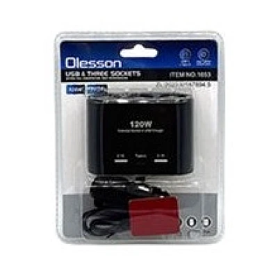 Triplu Bricheta Auto cu Fir OLESSON 1653 si 2 x USB 1 x USB C Triplu Bricheta Auto cu Fir OLESSON 1653 si 2 x USB 1 x USB C