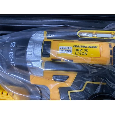Trusa Bormasina German Meister cu 2 Acumulatori 36V 2Ah Autofiletanta cu Percutie cu 30 de accesorii Trusa Bormasina German Meister cu 2 Acumulatori 36V 2Ah Autofiletanta cu Percutie cu 30 de accesorii