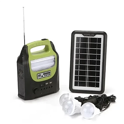Kit solar GD-8072 cu lampa multifunctionala panou solar si 3 Becuri Kit solar GD-8072 cu lampa multifunctionala panou solar si 3 Becuri