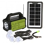 Kit solar GD-8075 cu lampa multifunctionala panou solar si 4 Becuri 