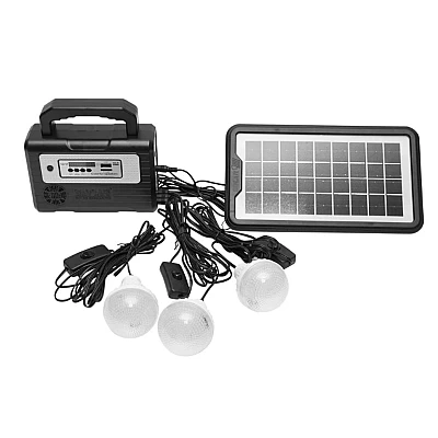 Kit solar GD-8028 Proiector Radio cu panou solar si 3 Becuri Kit solar GD-8028 Proiector Radio cu panou solar si 3 Becuri