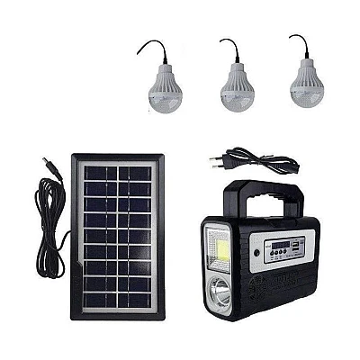 Kit solar GD-8028 Proiector Radio cu panou solar si 3 Becuri Kit solar GD-8028 Proiector Radio cu panou solar si 3 Becuri