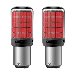 Set 2 Becuri LED semnalizare culoare ROSU soculu BAY15D 1157/P21/5W LED 1156 pentru 144 SMD cu doua faze