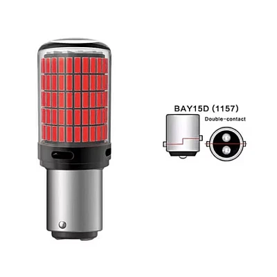 Set 2 Becuri LED semnalizare culoare ROSU soculu BAY15D 1157/P21/5W LED 1156 pentru 144 SMD cu doua faze Set 2 Becuri LED semnalizare culoare ROSU soculu BAY15D 1157/P21/5W LED 1156 pentru 144 SMD cu doua faze