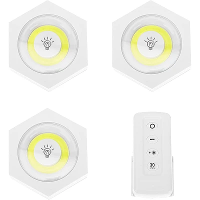 Set 3 Lampi Hexagonale LED Cob cu telecomanda si Butoane individuale Set 3 Lampi Hexagonale LED Cob cu telecomanda si Butoane individuale