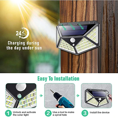 Set 2 Lampi MAX 162 LED 20W Solare cu senzor de miscare si lumina 3 moduri ILUMINARE Set 2 Lampi MAX 162 LED 20W Solare cu senzor de miscare si lumina 3 moduri ILUMINARE