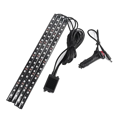 Set 4 benzi 9 LED cu lumina ambientale pentru auto si telecomanda RGB Set 4 benzi 9 LED cu lumina ambientale pentru auto si telecomanda RGB