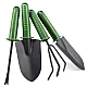 Set 4 unelte pentru gradinarit cu maner verde Set 4 unelte pentru gradinarit cu maner verde