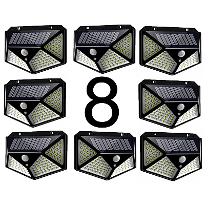 Set 8 Lampi ULTRA 100 LED Solare cu senzor de miscare si lumina 3 moduri ILUMINARE Set 8 Lampi ULTRA 100 LED Solare cu senzor de miscare si lumina 3 moduri ILUMINARE