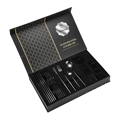 Set de 24 piese tacamuri in stil portughez- culoare NEGRU Set de 24 piese tacamuri in stil portughez- culoare NEGRU