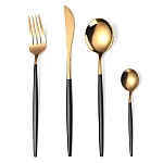 Set de 24 piese tacamuri in stil portughez- culoare negru si auriu