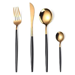 Set de 24 piese tacamuri in stil portughez- culoare negru si auriu