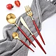 Set de 24 piese tacamuri in stil portughez- culoare rosu si auriu Set de 24 piese tacamuri in stil portughez- culoare rosu si auriu