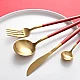Set de 24 piese tacamuri in stil portughez- culoare rosu si auriu Set de 24 piese tacamuri in stil portughez- culoare rosu si auriu