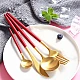 Set de 24 piese tacamuri in stil portughez- culoare rosu si auriu Set de 24 piese tacamuri in stil portughez- culoare rosu si auriu
