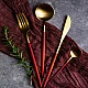 Set de 24 piese tacamuri in stil portughez- culoare rosu si auriu Set de 24 piese tacamuri in stil portughez- culoare rosu si auriu