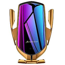 Suport Auto Auriu R1 Senzor Incarcare Fast Charge Wireless 