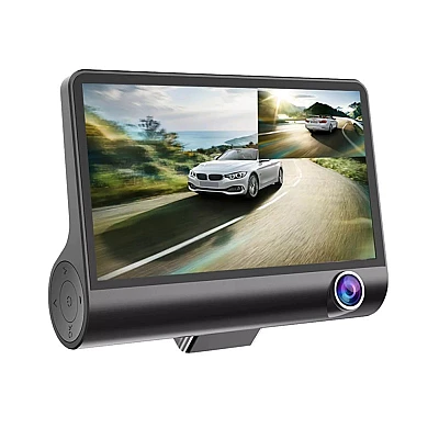 Camera Auto Tripla 3 in 1 ce Filmeaza in Fata in Interiorul si in Spatele Masinii