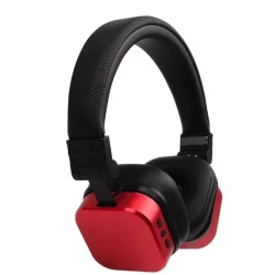Casti wireless stereo Q EJ079 efect metalic pliabile culoare rosu / negru