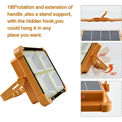 Lampa solara portabila de lucru functie incarcator 336 Leduri reincarcabila 500W temperatura 6500K Portocalie Lampa solara portabila de lucru functie incarcator 336 Leduri reincarcabila 500W temperatura 6500K Portocalie