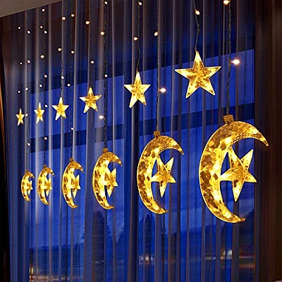 UB Instalatie 3m 12 Stelute + Luna LED Alb Cald tip ghirlanda