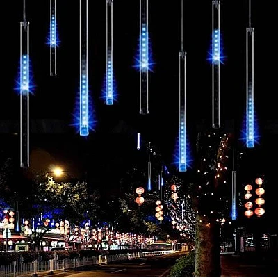Instalatie cu 8 Meteoriti 144 LED 50cm Tub luminos Albastru Instalatie cu 8 Meteoriti 144 LED 50cm Tub luminos Albastru